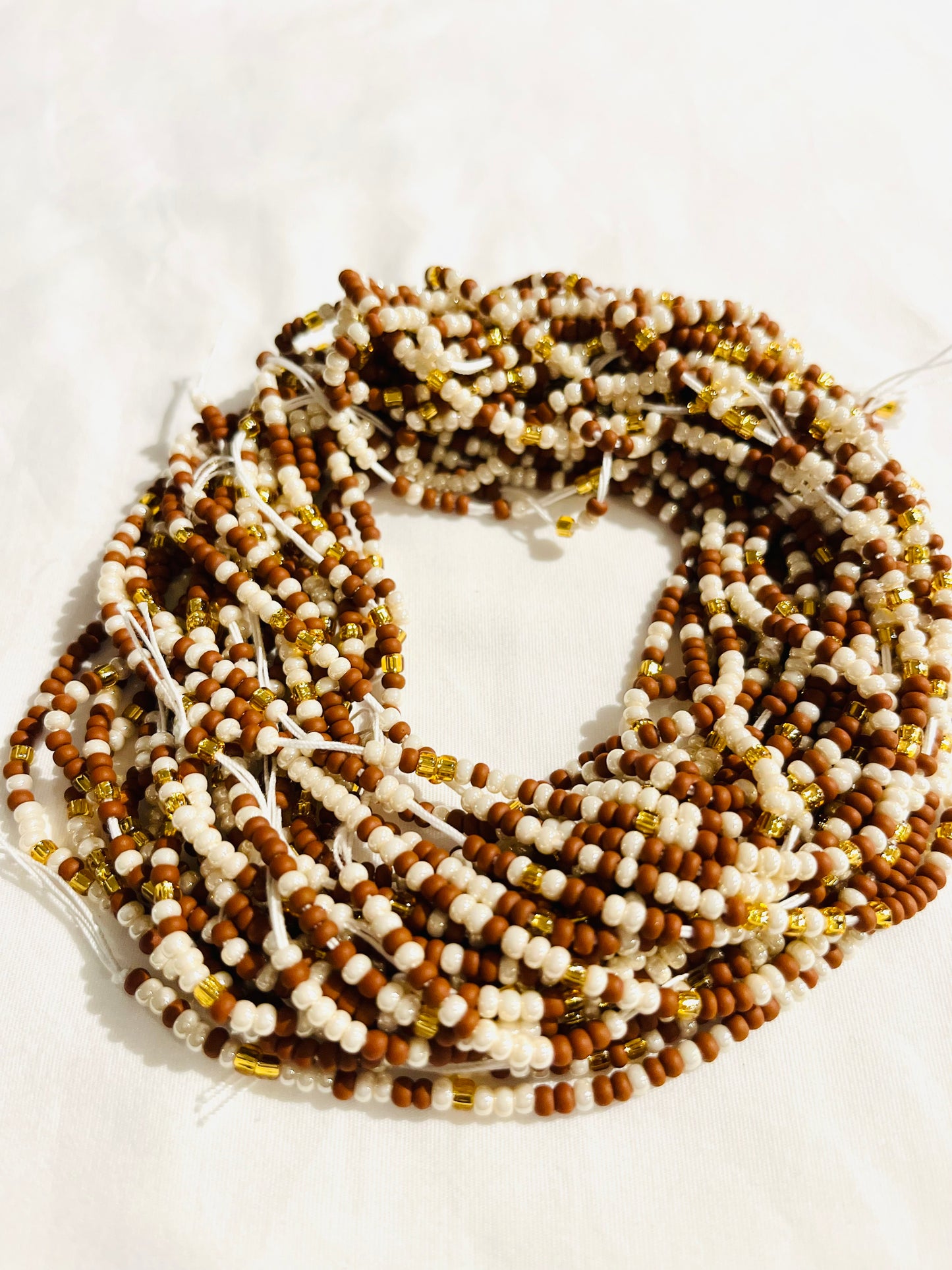Brown and Gold Waist Beads/Tie On Waist Beads/Permanent WaistBeads | CandleLite Aesthetic