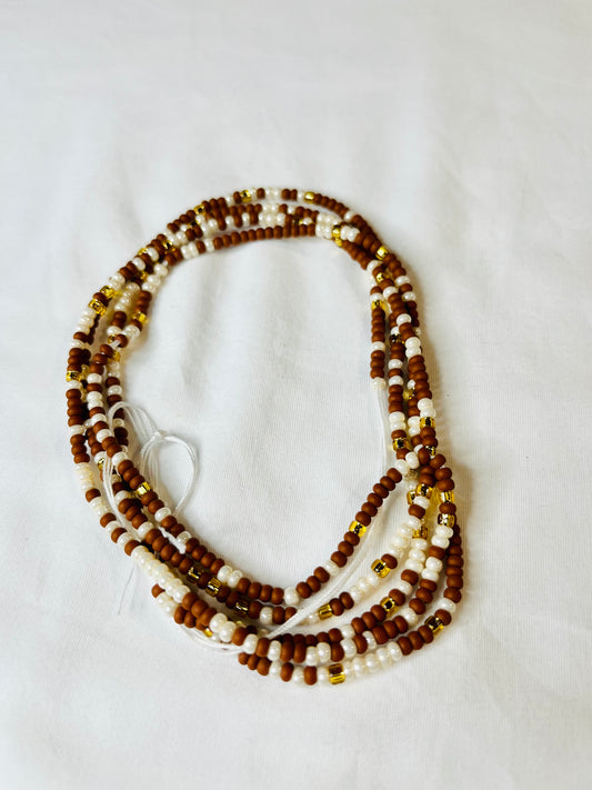 Brown and Gold Waist Beads/Tie On Waist Beads/Permanent WaistBeads | CandleLite Aesthetic